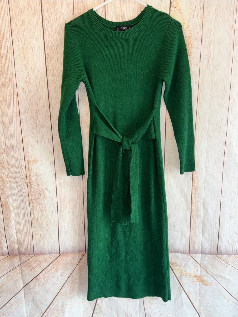 Eloquii Emerald Green Knit Tie-Front Sweater Midi Dress- Sz 14/16 - Picture 2 of 8